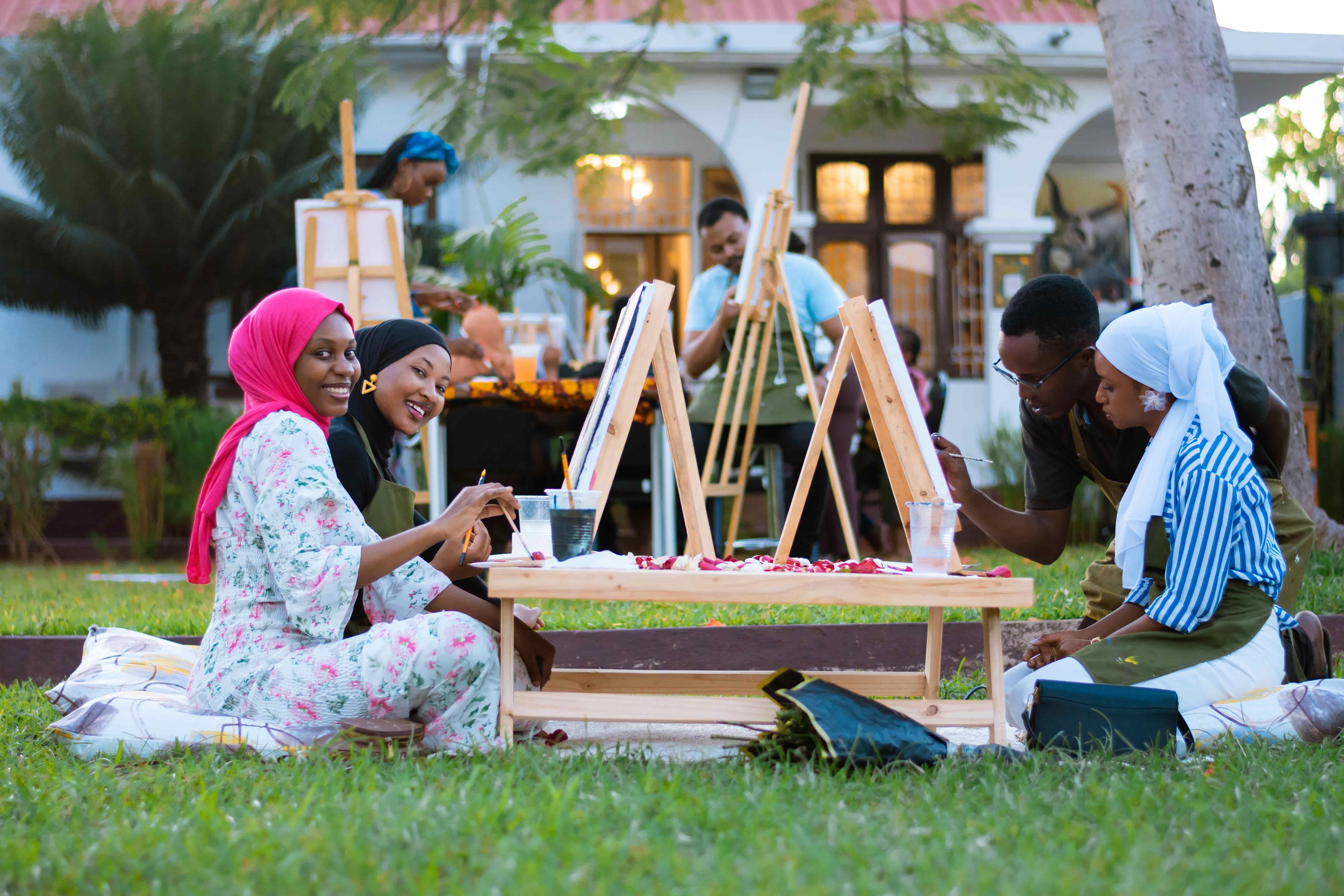 Group Table Setup - Our spacious group table setup accommodates multiple artists working together in a collaborative environment.