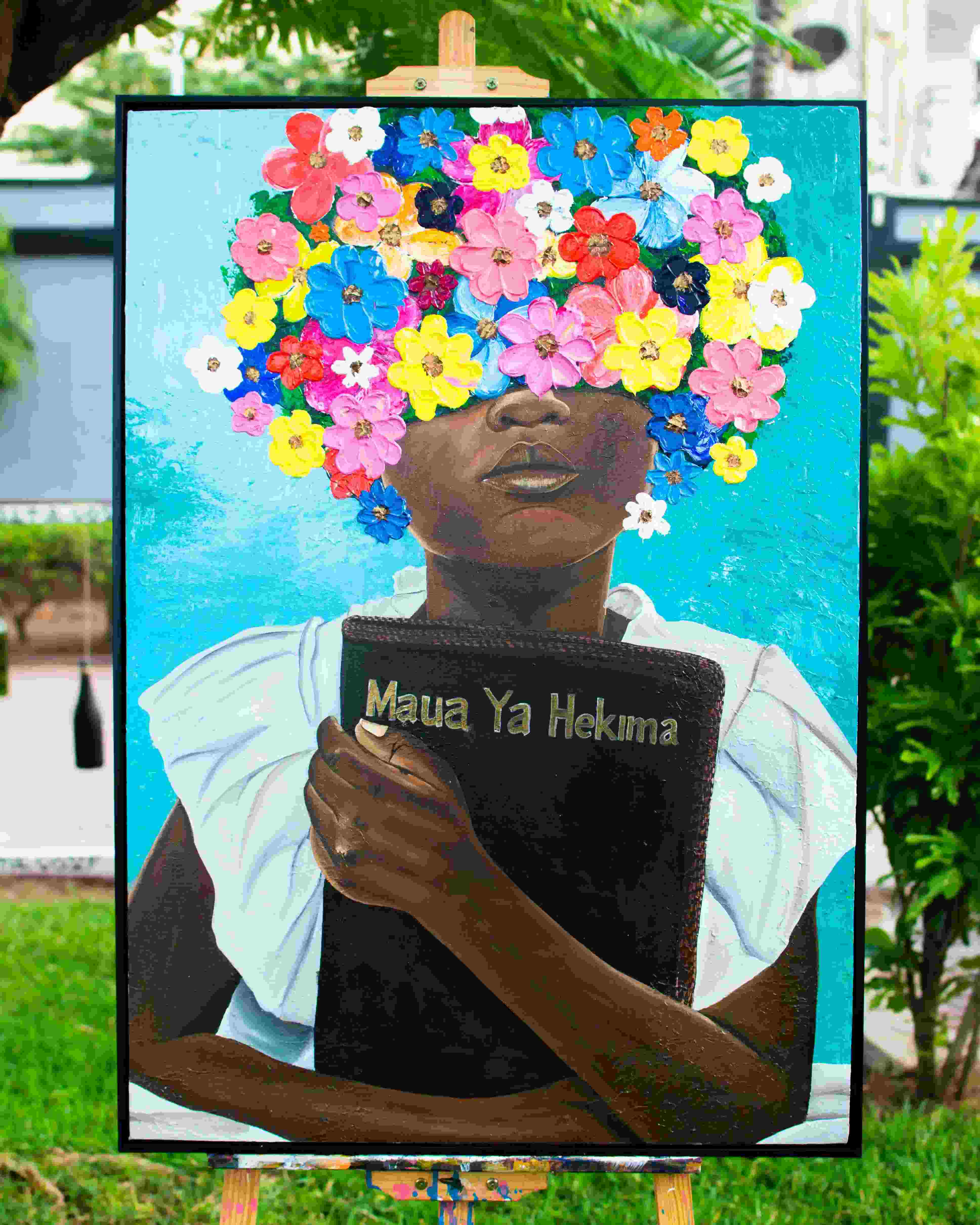 Maua Ya Hekima - Portrait with flowers by Sisa